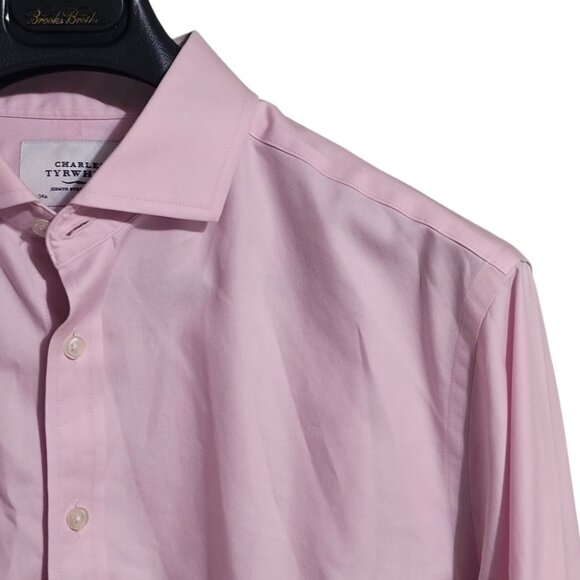 Charles Tyrwhitt Men's Pink Button up Long Sleeve Cuff Sleeve - Picture 3 of 8